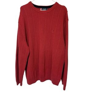 Chaps Mens VTG Thick Ribbed Chunky Sweater XL Academia Old‎ Money Pullover Red